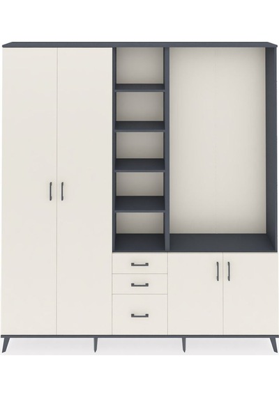 Arges Dolap 13 Raflı 3 Çekmeceli 4 Kapaklı 220x30x243 Antrasit-aytaşı/aytaşı Aytası/aytası Arges Dolap 13 Raflı 3 Çekmeceli 4 Kapaklı 220x30x243 Antrasit-aytaşı/aytaşı Aytası/aytası