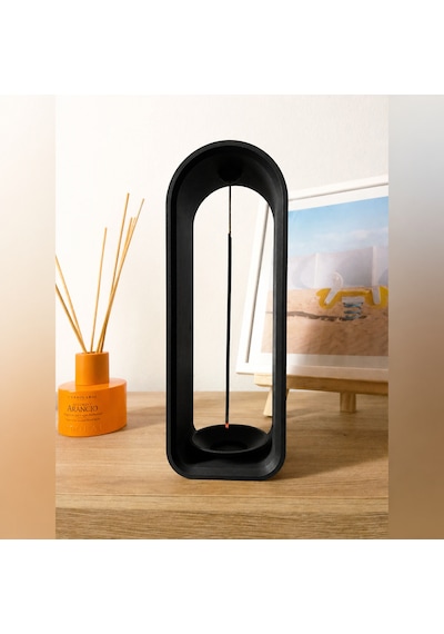 3d Baskı The Shrine Tütsülük - Modern Kemer Formlu Tütsü Tutucu-siyah