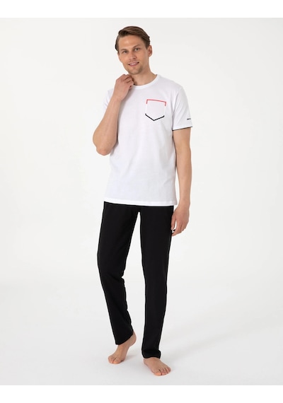 Pierre Cardin 6082 Erkek Penye Pijama 25y Beyaz