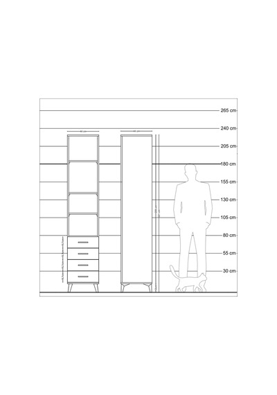 Hyperion Dolap 4 Raflı 4 Çekmeceli 44x44x221 Antrasit-antrasit Antrasit