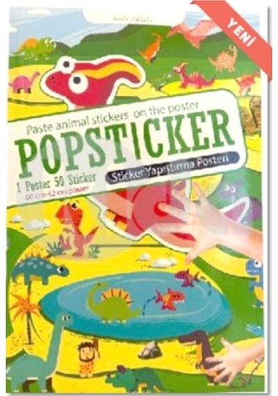 Lama Dinozor Popsticker Yapıştırma Posteri 22x30 1 Poster 50 Stic