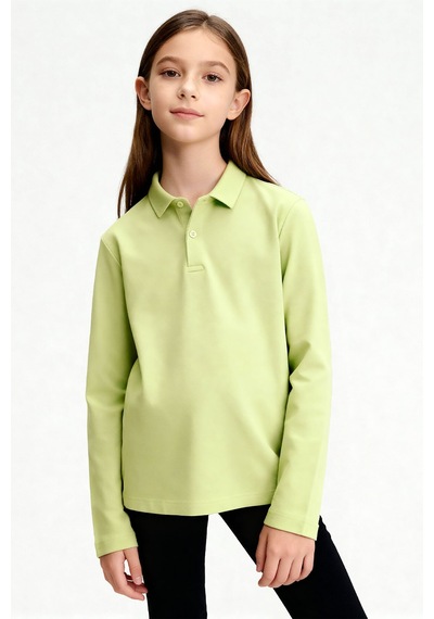 Tommylife Açık Yeşil Polo Yaka Basic Uzun Kollu Erkek Çocuk T-shirt - 11170 AÇIK YEŞİL