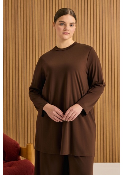 Aker Rayon Pijama Üstü Kahverengi Kahverengi