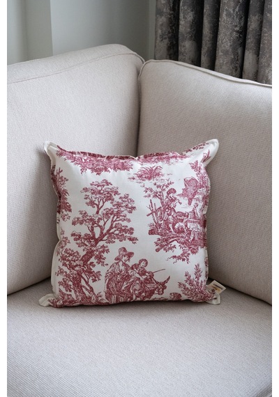 Bordo Kırlent Vintage Desenli 50x50 Dekoratif Yastık Kılıfı Beyaz - Bordo - 702799787 Beyaz - Bordo