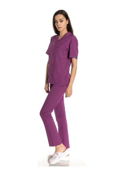 Unisex Likralı Mor Doktor / Hemşire Forması