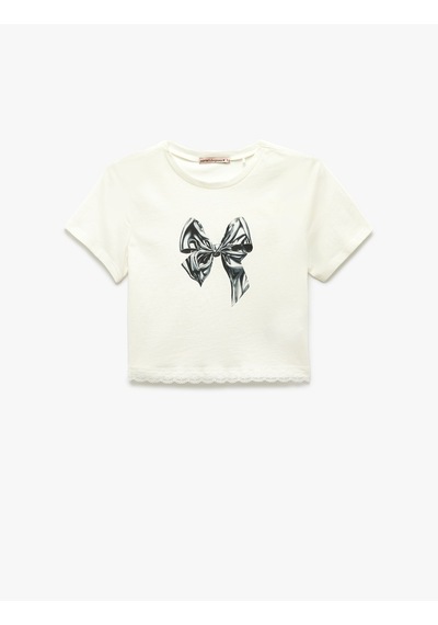 Koton Kısa Kollu Bisiklet Yaka Pamuklu Fiyonk Baskılı Crop Pijama Üstü Beyaz 5slk40107mk Beyaz Koton Kısa Kollu Bisiklet Yaka Pamuklu Fiyonk Baskılı Crop Pijama Üstü Beyaz 5slk40107mk Beyaz