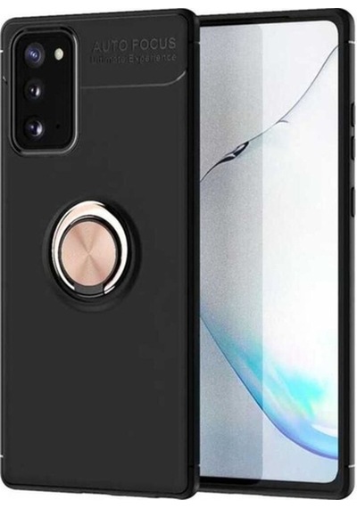 Galaxy Note 20 Kılıf Zore Ravel Silikon Kapak Siyah-Rose Gold