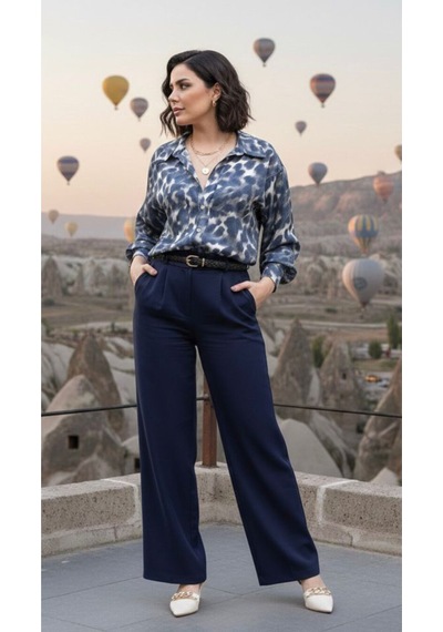 Leopar Desenli Oversize Kadın Gömlek Kahverengi