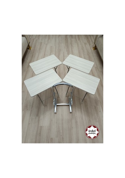 Evko Mobilya Çanta Zigon Sehpa, 4'lü Sehpa, Zigon Sehpa, Servis Sehpası, Mdf Mebran Sehpa, Katlanır Sehpa Meşe