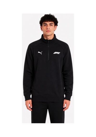 Puma F1 Essentıals Logo Yarım Fermuar Erkek Sweatshirt Siyah