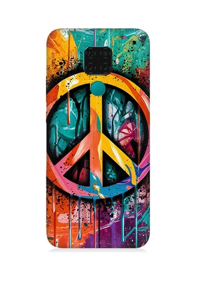 Huawei Mate 30 Lite Uyumlu Renkli Barış İşareti Desenli Silikon Kılıf Çok Renkli