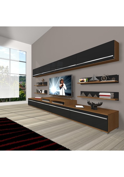 Decoraktiv Ekoflex 360y Mdf Tv Ünitesi Tv Sehpası Ceviz - Siyah