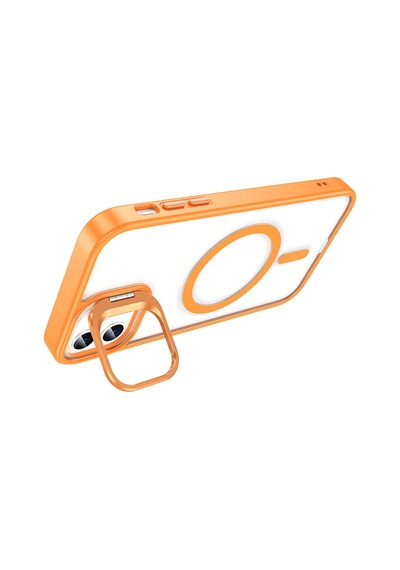 Effox Apple Uyumlu iPhone 11 Kılıf Magsafe Şarj Özellikli Standlı Magsafe Klon Lensli Kapak - T Turuncu Effox Apple Uyumlu iPhone 11 Kılıf Magsafe Şarj Özellikli Standlı Magsafe Klon Lensli Kapak - T Turuncu