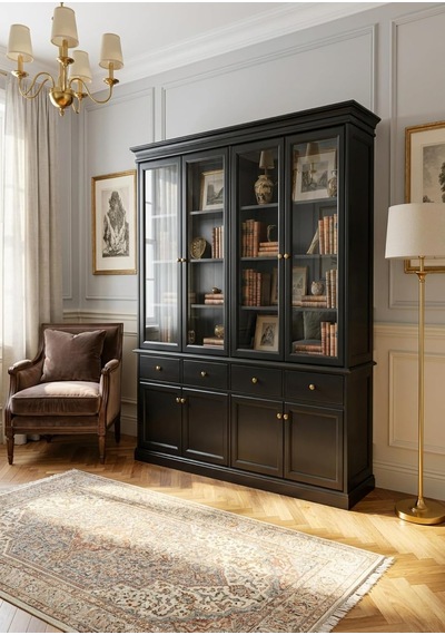 Mat Siyah Renk Vitrin Kitaplık Dolabı 200x200x40 Cm Diğer Mat Siyah Renk Vitrin Kitaplık Dolabı 200x200x40 Cm Diğer