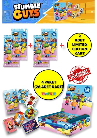 Panini Stumble Guys Koleksiyon Kartları - Çoklu Set - 4 Paket 24 Adet Kart 2 Limited Edition Kart