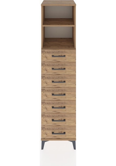 Hyperion Dolap 2 Raflı 7 Çekmeceli 44x44x182 Çam-çam Çam