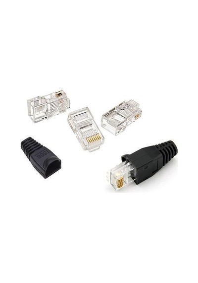 Cat5 Rj-45 100 Lü Paket Jack + 100 Adet Cower Jack Koruma Kılıfı