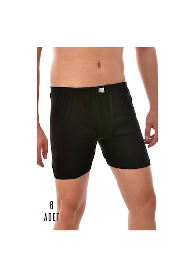 Erkek Siyah 6 Adet Paçalı Boxer 0111 Siyah