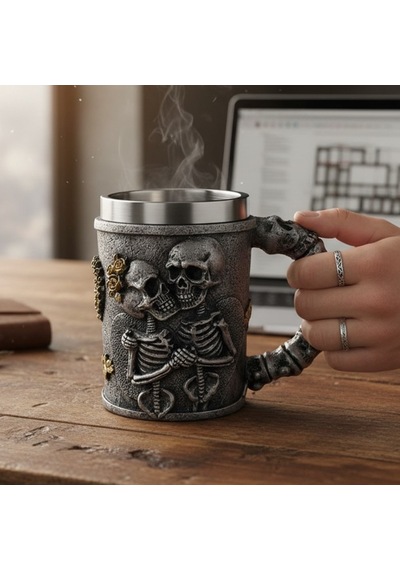 Kuru Kafa Tasarımlı 3d Paslanmaz Çelik Kupa Bardak Diğer
