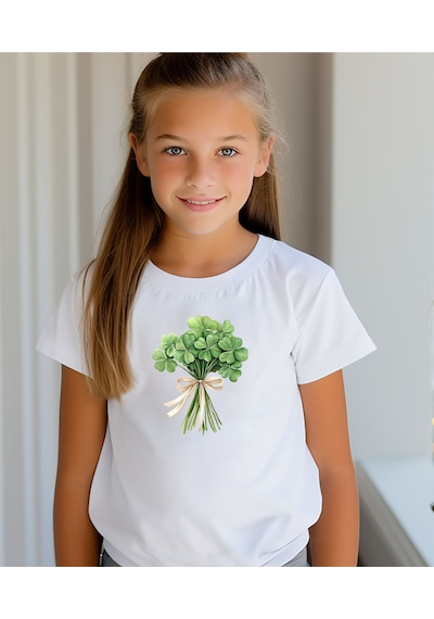 Aselinda Yonca Baskılı Anne Kız T-shirt -kombin Tekli Üründür Kombin Yapmak Için 2 Adet Sepete Ekleyiniz Beyaz