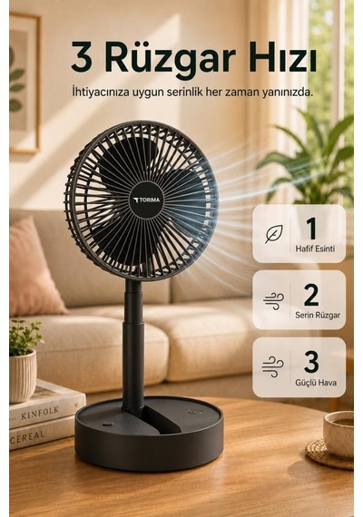 Özel Seri Ferahlık Seyahat Sessiz Vantilatör Şarjlı Klima Soğutucu F06 Siyah