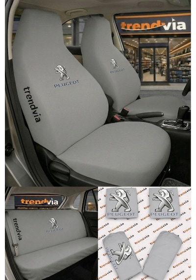 Peugeot Eski Logolu Oto Koltuk Kılıfı Ön Arka Set Penye Universal Koltuk Koruyucu Servis Kılıfı 53734019