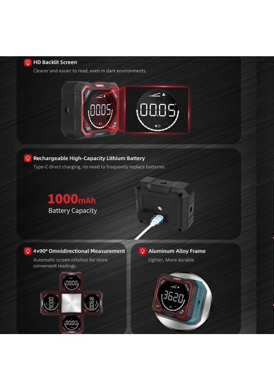 Rend Unı-t Lm320d Lm320e Lm320f Laser Inclinometer Digital Angel Meter With Absolute Relative Angle Measurement Magnetic