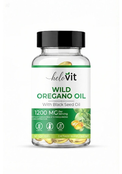 Helovit Wild Oregano Oil 1200 Mg Çörek Otu Yağı İçeren Doğal Vücut Direnci Desteği 30 Softjel