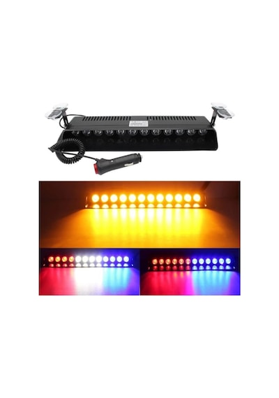 Cam Içi Çakar Led - 12 Ledli Çakar Vantuzlu Kırmızı-Beyaz-Mavi