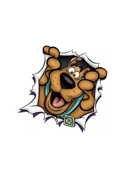 Scooby-doo Yırtık Duvar / Peeking Dog Ütü İle Preslenen Dtf Transfer Baskı