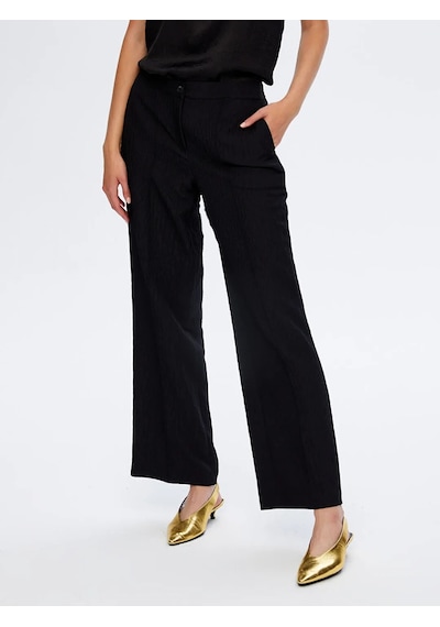 Faik Sönmez Beli Lastikli Kendinden Dokulu Wide Leg Fıt Kadın Pantolon Uw26pnt018 Siyah