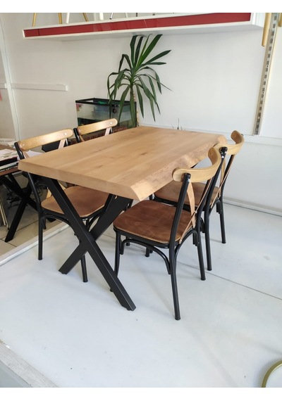 Bintaşmobilya 4 Kişilik Kütük Masa Tonet Sandalye Takımı 120X80.Cm