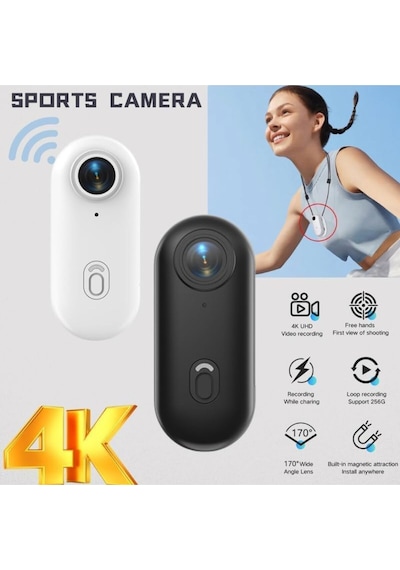 Vivopack Mini 4k Wıfı Aksiyon Kamerası Giyilebilir Video Kaydedici Sd Kart Dahil Siyah