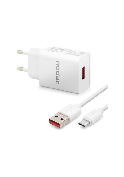 Micro Usb Hızlı Şarj Seti 12w 2.4a Usb Adaptörlü 1 M Pvc Kablolu Beyaz Nd1004 Evimdeyokyok