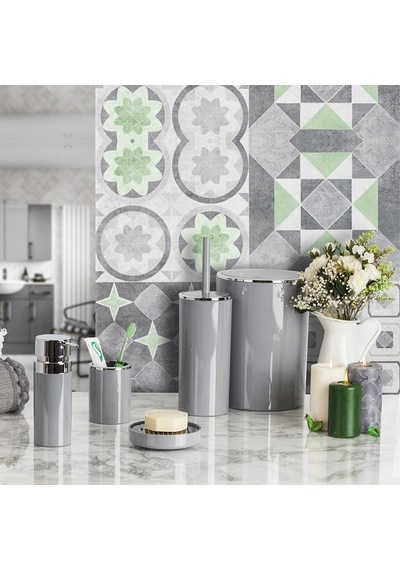 Lenox 5'li Banyo Aksesuar Set - Gri Çok renkli
