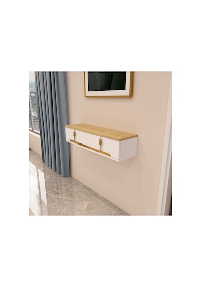 Roza 90 Cm Kapaklı, Raflı ,duvara Monte Dresuar Makyaj Masası Beyaz-safirmeşe-altın Safirmeşe-altın Roza 90 Cm Kapaklı, Raflı ,duvara Monte Dresuar Makyaj Masası Beyaz-safirmeşe-altın Safirmeşe-altın