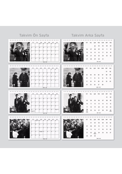 Çift Taraflı 2027 Atatürk Fotoğraflı Takvim, Aylık Planlayıcı Takvim, Büyük Ebat Masa Takvimi Kraft