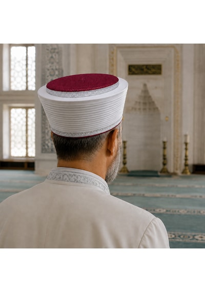 Fabrikam06 Fileli Saten Bordo Gri Bordürlü Düz İmam Sarığı 0001 Bordo - Gri