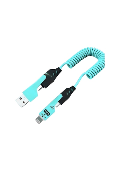 0860 Usb Type-c Lightning 4'ü 1 Arada 65w Pd Hızlı Şarj Data Kablosu 1.5m Spiral Çevirici Akıll Standart