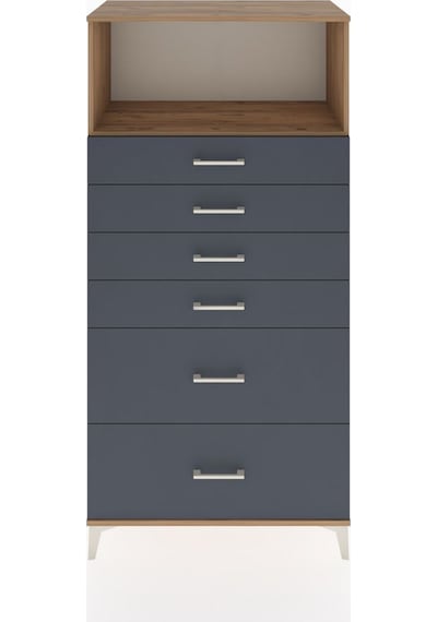 Hyperion Dolap Tek Raflı 6 Çekmeceli 88x44x182 Çam-antrasit Atlas Çam