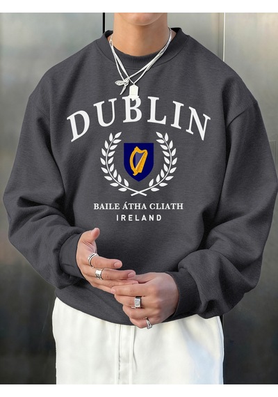 Startmore Startmoredublin İrlanda Mektup Desen Sonbahar Erkekler Kazak Moda Bisiklet Yaka Kazak Hip Hop Giysiler Antrasit