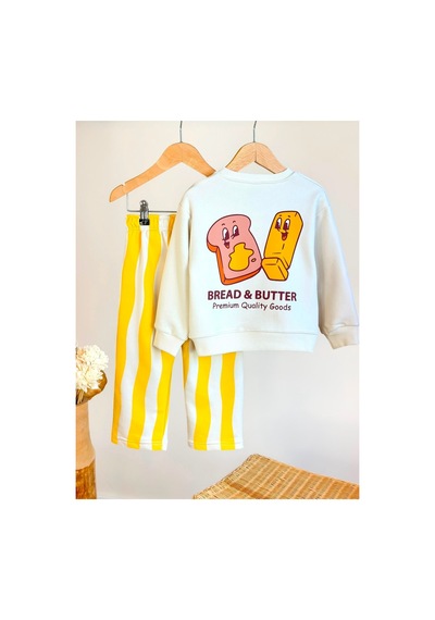 Fleurs Chic Unisex Bread And Butter Set Sweatshirt Ve Eşofman Takımı Sarı
