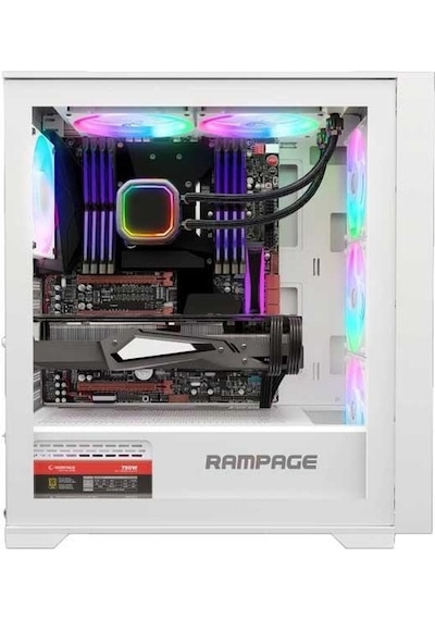 Rampage Voyager 750W 80+ Bronze Beyaz 4 RGB Auto Fan ATX Mid-t Gaming Oyuncu Kasası