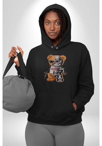 Robot Ayı Güneş Gözlüğü Kadın Erkek Siyah Kapüşonlu Sweatshirt Hoodie Siyah Robot Ayı Güneş Gözlüğü Kadın Erkek Siyah Kapüşonlu Sweatshirt Hoodie Siyah