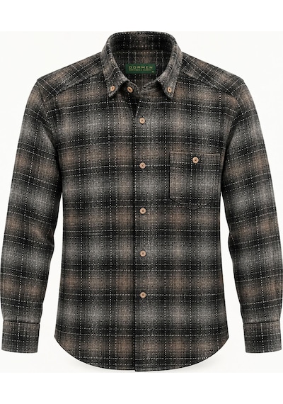 Classics Men Regular Fit Erkek Kışlık Hakiki Oduncu Gömleği Sütlü Kahve