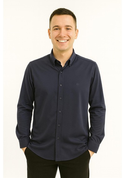 Dormen Erkek Pamuklu Slim Fit Uzun Kol Gömlek 7372 Lacivert