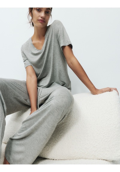 Marks & Spencer Dantel Detaylı Pijama Takımı Gri