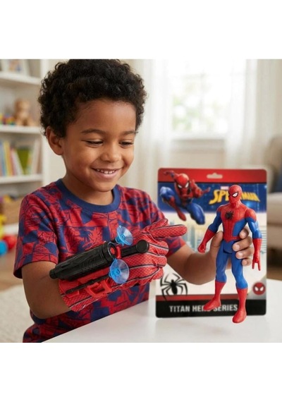17 Cm Örümcek Adam Ve Vantuzlu/ok Atma Özellikli Eldiven Spider-Man