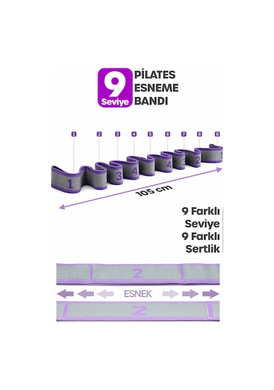 9 Seviye Direnç Bandı Jimnastik Eğitim Pilates Yoga Egzersiz Esneme Lastiği Resistance Bandı Tdl9 Çok Renkli