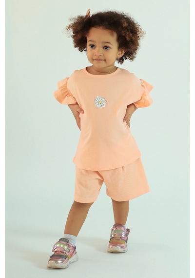 Harika Kids Kız Çocuk Fırfırlı Papatya Baskılı Şortlu İkili Takım 001